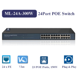 24 Port 10/100M POE Switch with VLAN Support ML-24A-300W