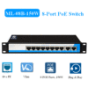 ML-08B-24 8-Port Unmanaged Fast Ethernet 24V PoE Switch, 150W, 802.3af,  2-Port  Uplink