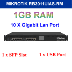 Mikrotik RB3011UAS-RM with 1x SFP, 10xGe, USB, 1Gb RAM(Level 5 Lic.)