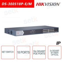 Hikvision DS-3E0518P-E/M | 16 Port Gigabit Unmanaged POE Switch